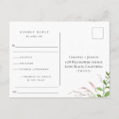 ワイルドフラワーエレガントフレームウェディングRSVP曲要求 インビテーションポストカード (裏面)