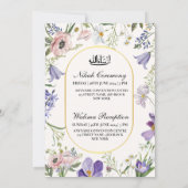 ワイルドフラワーエレガントフレームムスリム結婚ズニカ 招待状 (裏面)