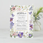 ワイルドフラワーエレガントフレームムスリム結婚ズニカ 招待状 (スタンド正面)