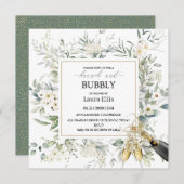 ワイルドフラワーエレガントフローラのブランチと泡立つ 招待状 (正面/裏面)