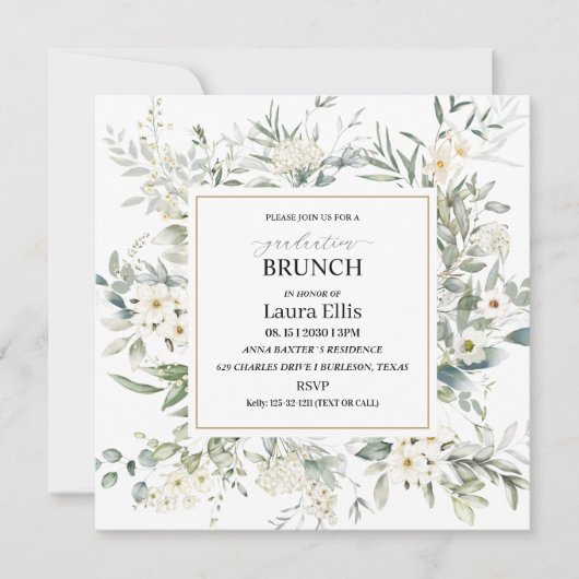 ワイルドフラワーエレガントフローラの卒業式ブランチ 招待状 (正面)