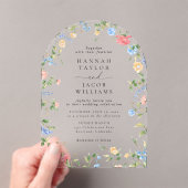 ワイルドフラワーエレガントフローラアルチ結婚ーズ アクリル招待状 (インサイチュ (ポータブル))