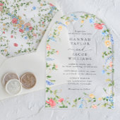 ワイルドフラワーエレガントフローラアルチ結婚ーズ アクリル招待状