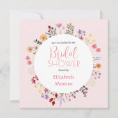 ワイルドフラワーエレガントフローラピンクブライダルシャワー 招待状 (正面)