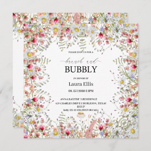 ワイルドフラワーエレガントフローラブランチの招待 招待状 (正面/裏面)