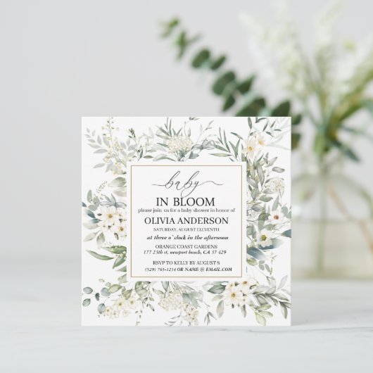 ワイルドフラワーエレガントフローラベビーイン開花招待状 招待状 (スタンド正面)