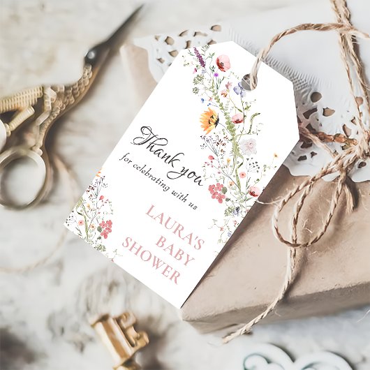 ワイルドフラワーエレガントフローラベビーシャワーギフトラベル ギフトタグ