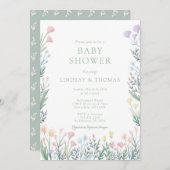 ワイルドフラワーエレガントフローラベビーシャワー招待状 招待状 (正面/裏面)