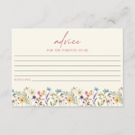 ワイルドフラワーエレガントフローラベビーシャワー アドバイスカード (正面)