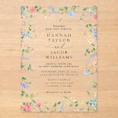 ワイルドフラワーエレガントフローラボホ結婚ズ アクリル招待状 (正面)