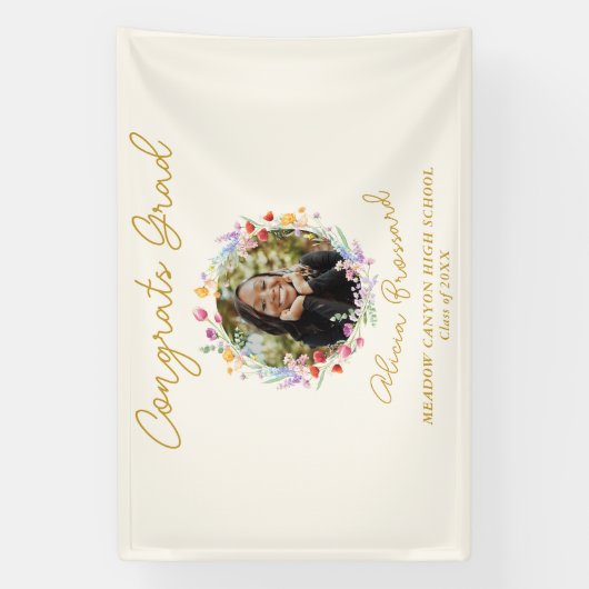 ワイルドフラワーエレガントフローラ卒業写真 横断幕 (縦)