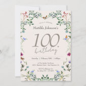 ワイルドフラワーエレガントフローラ100th誕生日パーティー 招待状 (正面)
