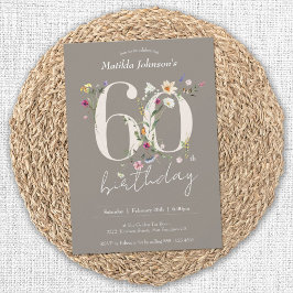 ワイルドフラワーエレガントフローラ60誕生日 招待状