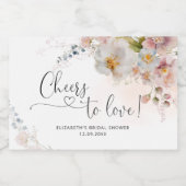 ワイルドフラワーエレガントブライダルシャワーきらめくワインラ スパークリングワインラベル (シングルラベル)