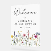 ワイルドフラワーエレガントブライダルシャワーへようこそ アクリルサイン (傾斜)