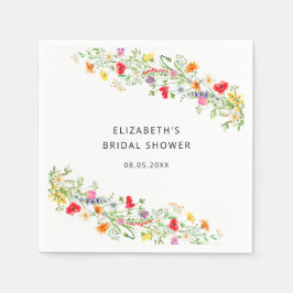 ワイルドフラワーエレガントブライダルシャワーナプキン スタンダードカクテルナプキン