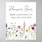ワイルドフラワーエレガントブライダルシャワーフラワーバー標識 ポスター (正面)