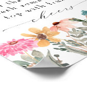 ワイルドフラワーエレガントブライダルシャワーミモザバー標識 ポスター (角)