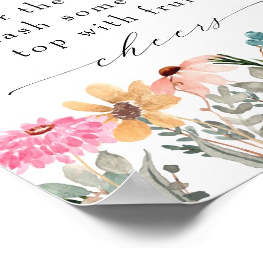 ワイルドフラワーエレガントブライダルシャワーミモザバー標識 ポスター (角)