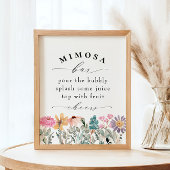 ワイルドフラワーエレガントブライダルシャワーミモザバー標識 ポスター