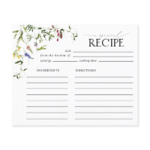 ワイルドフラワーエレガントブライダルシャワーレシピカード