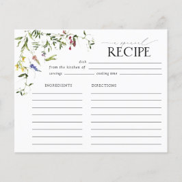 ワイルドフラワーエレガントブライダルシャワーレシピカード