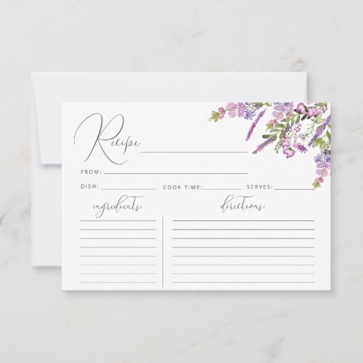 ワイルドフラワーエレガントブライダルシャワーレシピカード (正面)