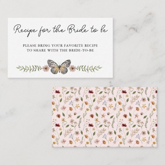 ワイルドフラワーエレガントブライダルシャワー共有Aレシピ エンクロージャーカード (正面/裏面)