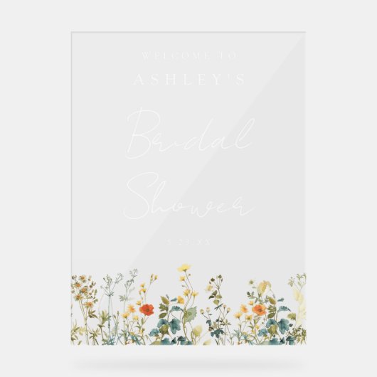 ワイルドフラワーエレガントブライダルシャワー アクリルサイン (正面)