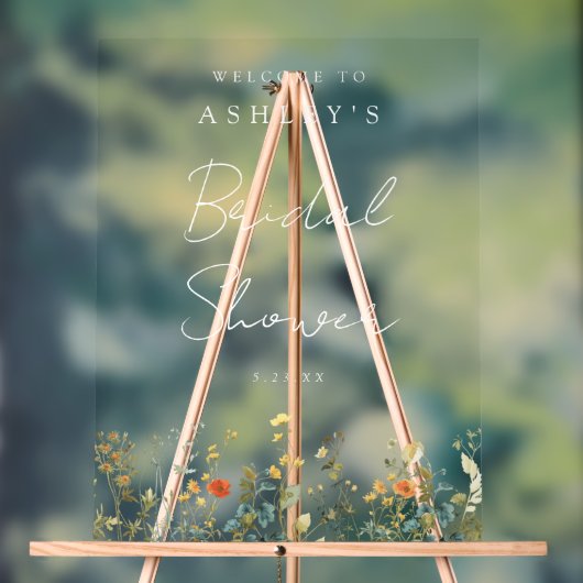 ワイルドフラワーエレガントブライダルシャワー アクリルサイン (ニュートラル)