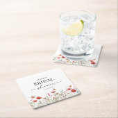 ワイルドフラワーエレガントブライダルシャワー スクエアペーパーコースター (インサイチュ)