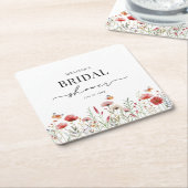 ワイルドフラワーエレガントブライダルシャワー スクエアペーパーコースター (アングル)