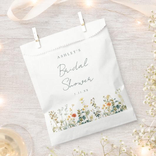 ワイルドフラワーエレガントブライダルシャワー フェイバーバッグ (クリップ留めされた状態)