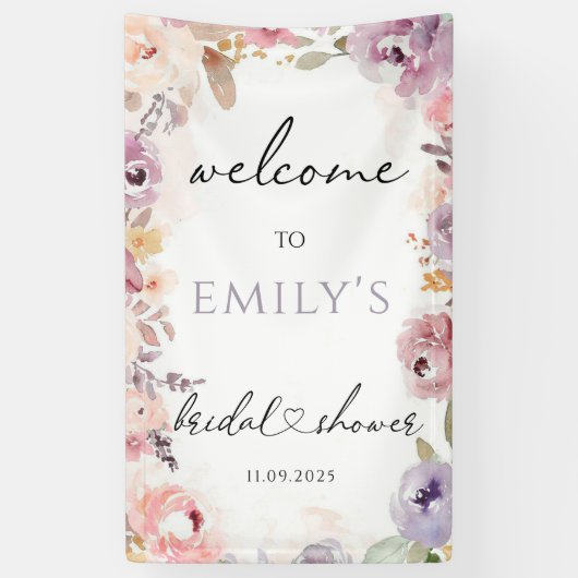 ワイルドフラワーエレガントブライダルシャワー 横断幕 (縦)