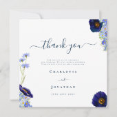 ワイルドフラワーエレガントブルーありがとう サンキューカード (正面)