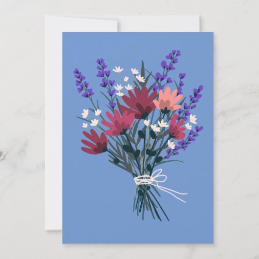 ワイルドフラワーエレガントブーケ赤ちゃんシャワーカスタムデラックス 招待状 (裏面)