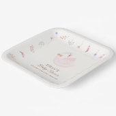 ワイルドフラワーエレガントプリンセススワンガールベビーシャワー ペーパープレート (傾斜あり)