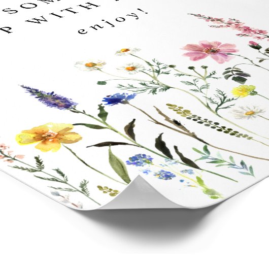 ワイルドフラワーエレガントベイビーシャワー桃佐バーサイン ポスター (角)