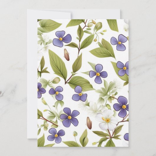 ワイルドフラワーエレガントペリウィンクル結婚式招待状 招待状 (裏面)