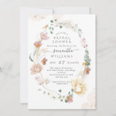 ワイルドフラワーエレガントボお洒落ホブライダルシャワー 招待状 (正面)