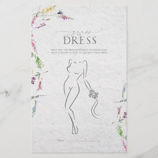 ワイルドフラワーエレガントボタニカルブライダルシャワーゲーム (正面)