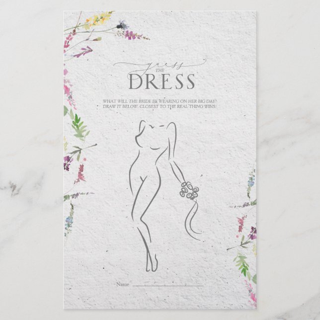 ワイルドフラワーエレガントボタニカルブライダルシャワーゲーム (正面)