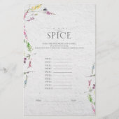 ワイルドフラワーエレガントボタニカルブライダルシャワーゲーム (正面)