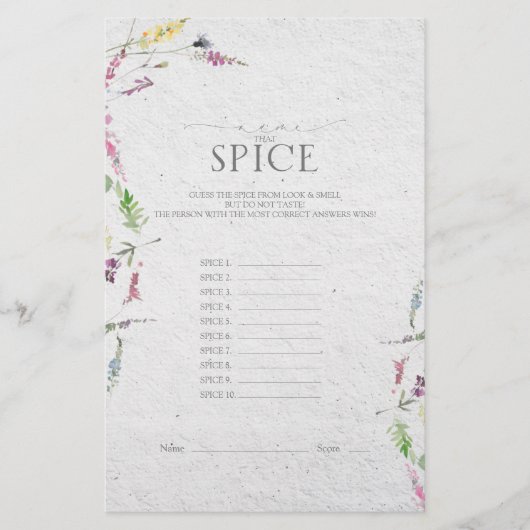 ワイルドフラワーエレガントボタニカルブライダルシャワーゲーム (正面)