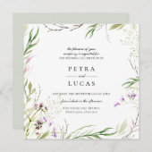 ワイルドフラワーエレガントボタニカル結婚式招待状 招待状 (正面/裏面)