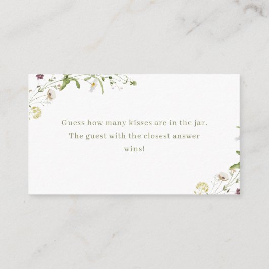 ワイルドフラワーエレガントボホはゲームの数を推測するキス エンクロージャーカード (裏面)
