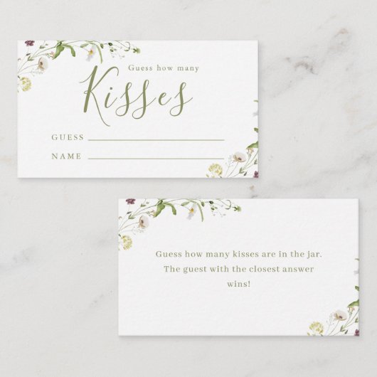 ワイルドフラワーエレガントボホはゲームの数を推測するキス エンクロージャーカード (正面/裏面)