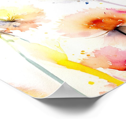 ワイルドフラワーエレガントボホウェルカムサイン ポスター (角)