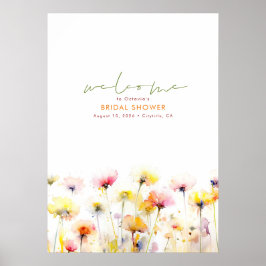 ワイルドフラワーエレガントボホウェルカムサイン ポスター