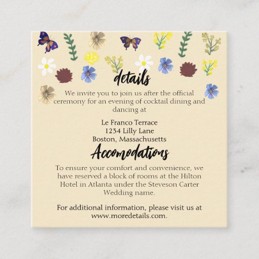 ワイルドフラワーエレガントボホエグ結婚シェル エンクロージャーカード (正面)